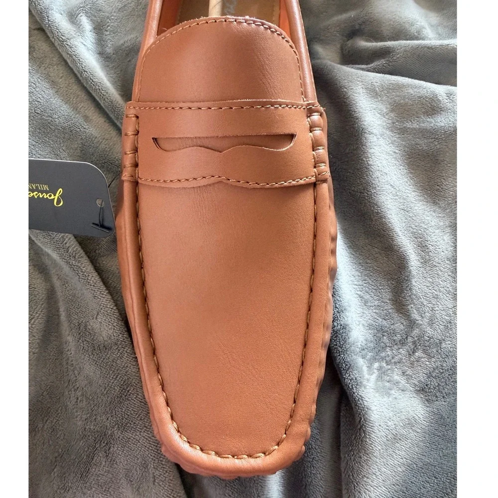 Jousen Mens Penny Loafers Brown Casual Driving Boat Dock Deck Shoes Sz 8 NEW